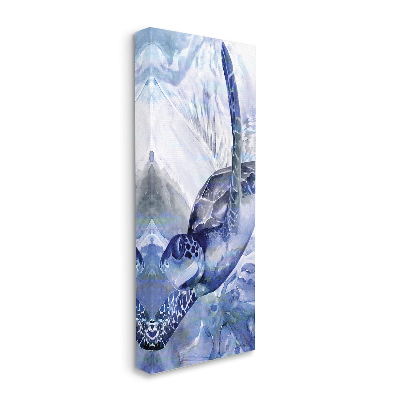Stupell Industries Stylized Blue Sea Turtle Swimming In Ocean Canvas Wall Art